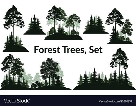 Landscapes Trees Silhouettes Royalty Free Vector Image