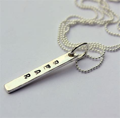 Silver Name Rectangle Custom Quote Pendant By Whiteliliedesigns