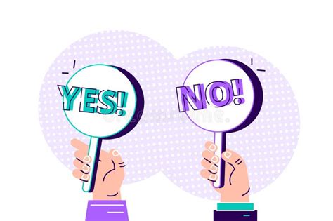 Cartoon Modern Of Yes No Banner In Human Hand Stock Vector
