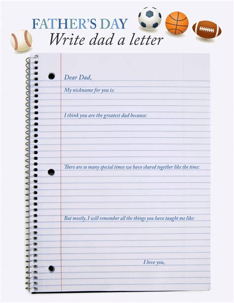 Fathers Day Letter Template Free Printable Coloring Pages