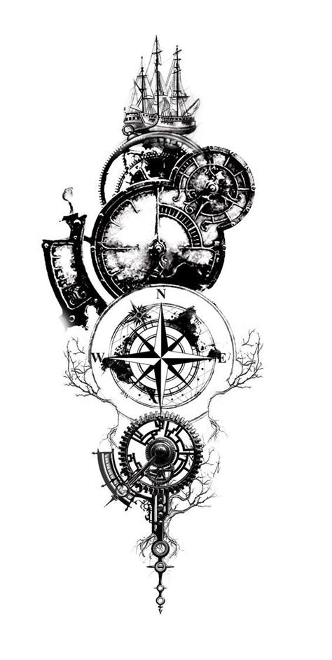 Steampunk Compass Tattoo Designs Thehidden Notes