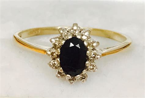 Stunning Vintage Ct Yellow Gold Sapphire Diamond Engagement Ring
