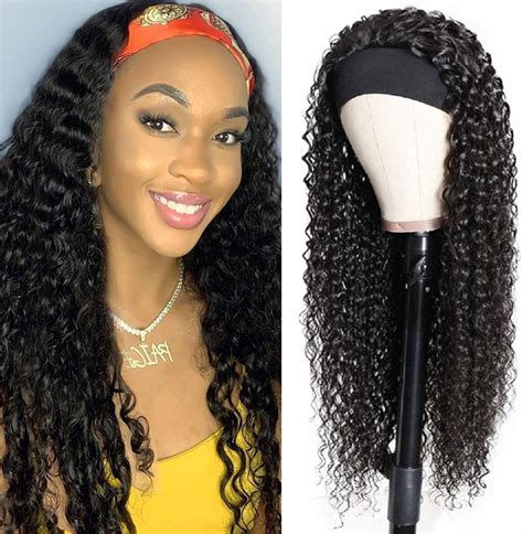 Xsy Human Hair Headband Wigs Deep Wave None Lace Front Wigs 18 Inch Glueless Wig