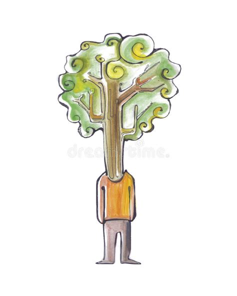 Man With A Tree On His Head Stock Illustration Illustration Of Head