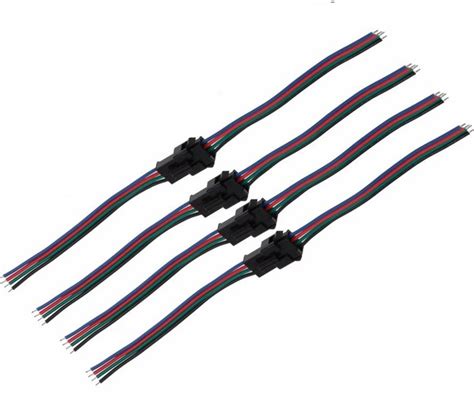 10 Pair Male And Female 4 Pin Rgb Connector Cable Connector With 10cm Wire For 3528 5050 Smd Rgb