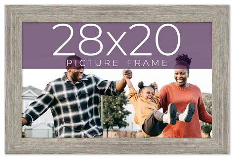 28x20 Frame Grey Real Wood Picture Frame Width 15 Inches Interior