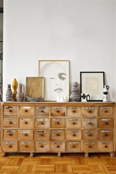 Vintage Drawer Unit As An Art Gallery Decoration Inspiration Interior