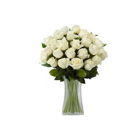 The Ultimate Bouquet Gorgeous White Rose Bouquet In A Clear Vase 24