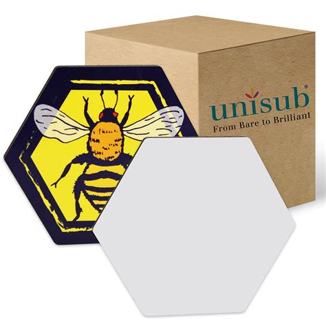 Unisub Sublimation Blank Coaster Hardboard Hexagon With Cork Backing Coasters For Sublimation