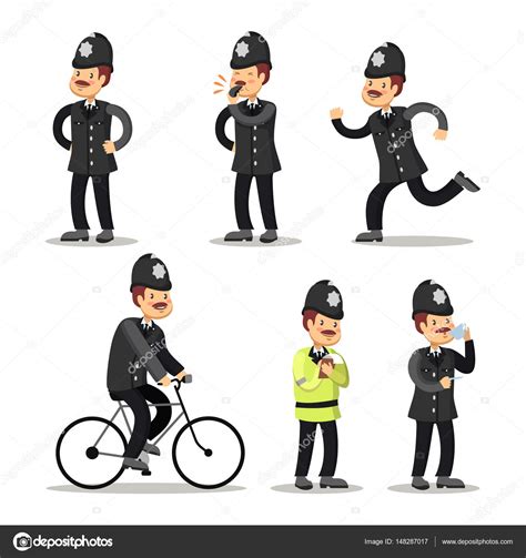 English Policeman Cartoon Police Officer Vector Illustration Stock
