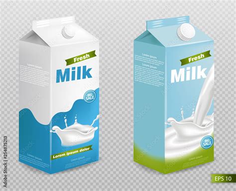 Milk Package Isolated On Transparent Vector Realistic With Splash