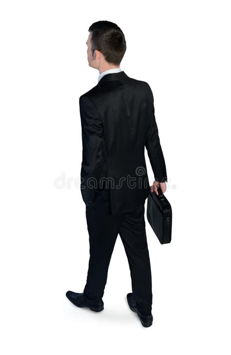 Back View Of Young Handsome Business Man Isolated On White Stock Photo