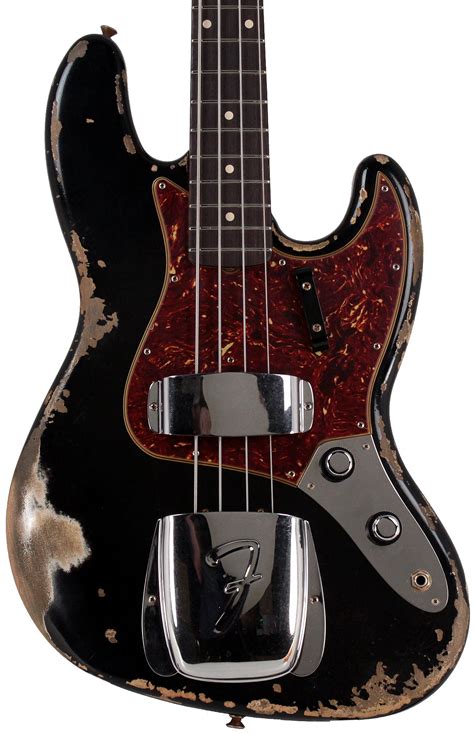 Fender Custom Shop Limited 1960 Jazz Bass Heavy Relic Aged Black Humbucker Music