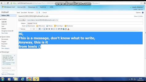 Hotmail How To Send An Email Youtube