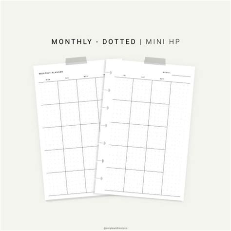 Monthly Planner Printable Minimalist Planner Happy Planner Etsy
