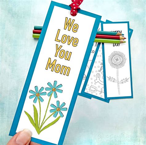 Mothers Day Bookmark To Color Coloring Bookmarks Mothers Day Diy