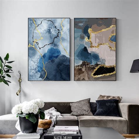 Gold Art 2 Pieces Wall Art Set Of 2 Wall Art Framed Painting Etsy