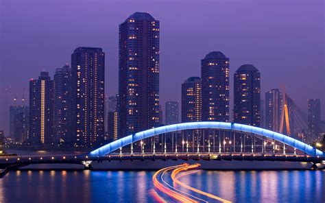 Japan Tokyo Exposer Rivers Water Reflection Bridges