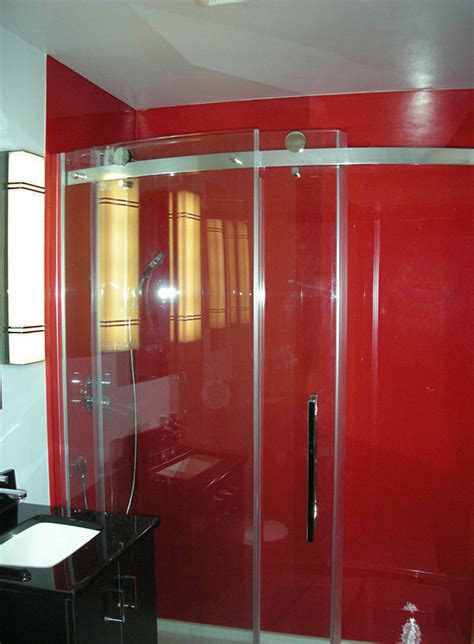 These Red High Gloss Shower Panels Are Low Maintenance And Add A Wow