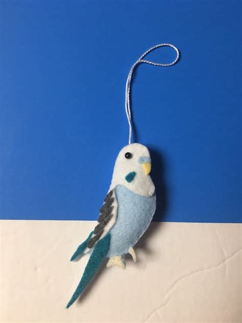 Parakeet Ornament Budgie Ornament Felt Blue And White Etsy