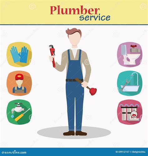 Male Plumbers Wearing Uniforms Silhouette Set Vector On A White