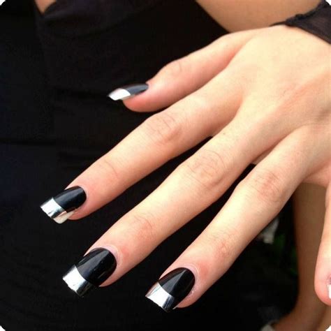 Black And Chrome French Manicure Wow Black And Chrome Are In Mirror