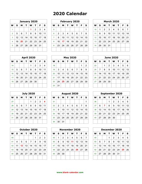 Free Printable 12 Month Calendar 2020 Qualads