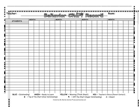 Free Printable Behavior Chart Templates Pdf Word Excel