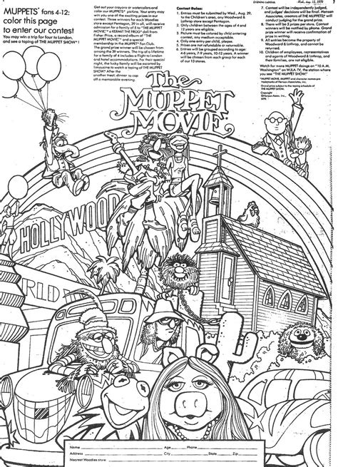 Free coloring pages of kids heroes. Mostly Paper Dolls: The MUPPET MOVIE Coloring Contest, 1979