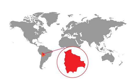 Bolivia Map Focus Isolated World Map Isolated On White Background