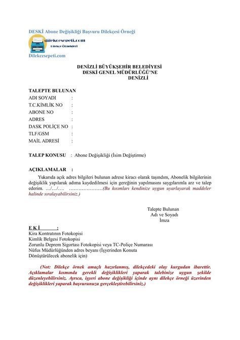 İski su aboneliği dilekçe örneği. DESKİ Dilekçe Örneği : Abonelik, İptal, Şikayet, Fatura ...