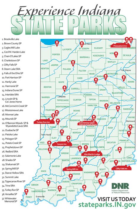 Map Of The State Parks Courtesy Of The Indiana Dnr Rhoosierhikes