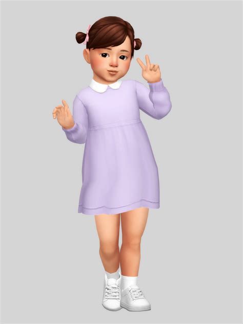 Collar Dress Casteru On Patreon Sims 4 Toddler Sims 4 Toddler