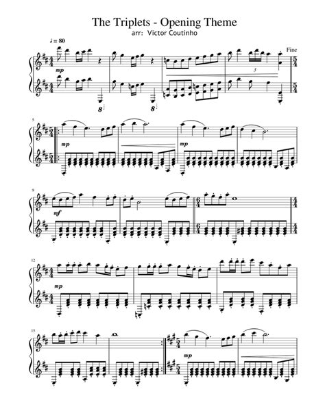 The Triplets Opening Theme Sheet Music For Piano Solo