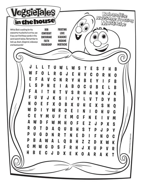 So we've come up with a whole huge new set of printable library activities that are free for any library to print and use for their patrons. Free Veggie Tales Word Search | Mama Likes This
