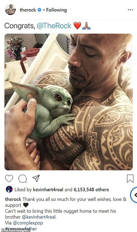 The Rock Shares Funny Baby Yoda Meme Poking Fun Of Son Kevin Hart