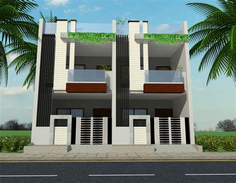 Row House Ground First Floor Elevation Single Floor House Design