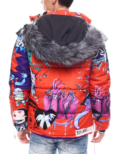 Go to the original version in french. Buy Anime Eyes Puffer Coat w Hood Men's Outerwear from ...