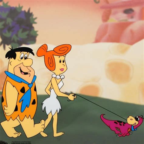 The Flintstones Walking Dino Hanna Barbera Sericel Full Background Art Deals