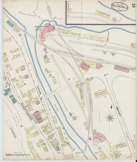 Bellows Falls Vt Fire Insurance 1885 Sheet 2 Old Town Map Reprint