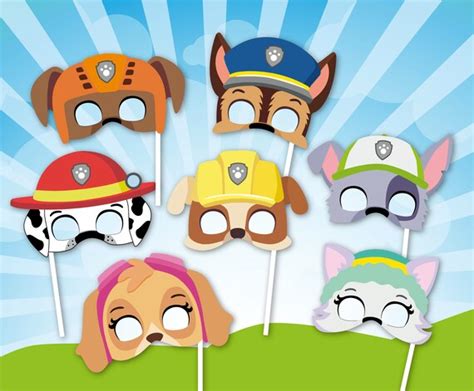 Paw Patrol Inspired Masks Paw Party Photo Booth Props Etsy