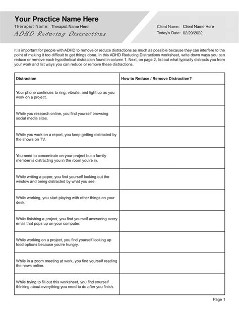 Adhd Worksheets Bundle Pdf Templates Therapybypro