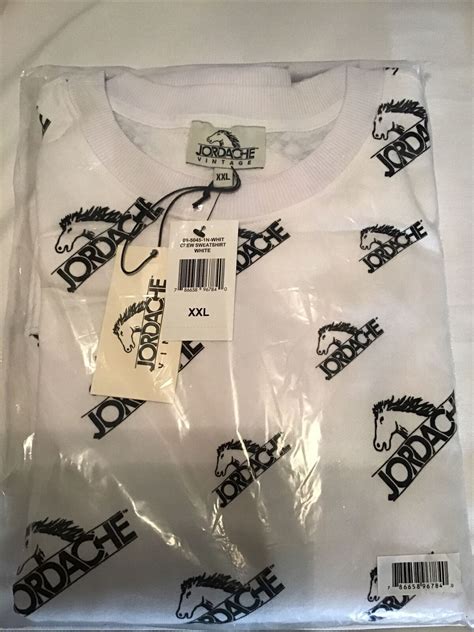 Jordache Vintage Womens White Black Logo Graphic Crewneck Sweatshirt Size XXL EBay