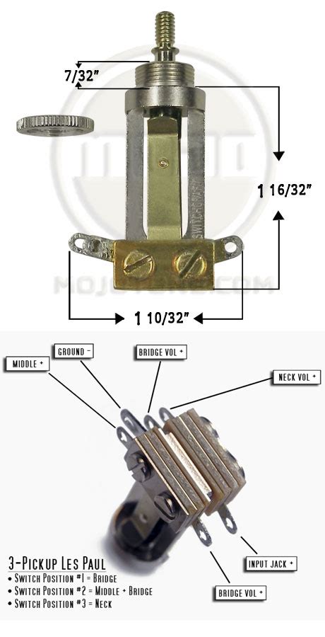 They offer a variety of nylon and metal toggle styles, as well as illuminated toggles. Mojo Switches » Switchcraft Straight Type 3--Way Toggle Switch for 3 Pickup Guitars