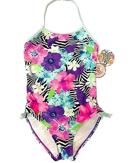 So Girl Purple Floral One Piece Swimsuit Xl 14 C6182lnas8y