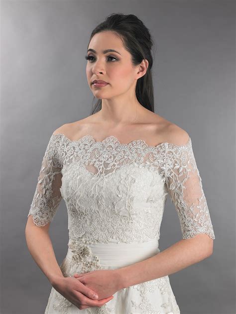 Off Shoulder Wedding Jacket Lace Bolero Wj010 Wedding Dress Topper