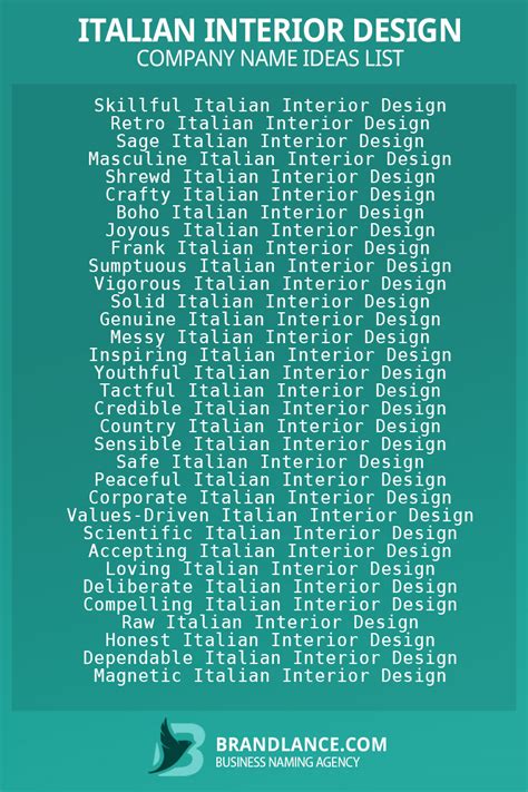 989 Italian Interior Design Business Name Ideas Generator