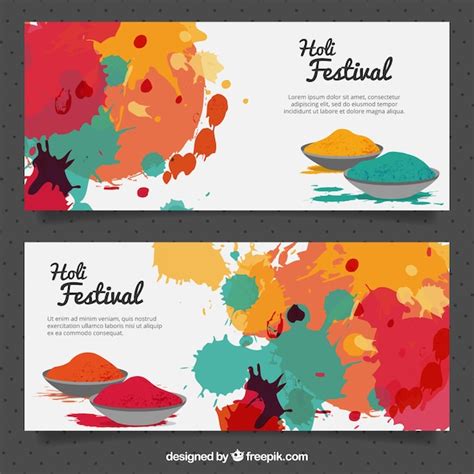 Free Vector Paint Splatter Banners For Holi Festival