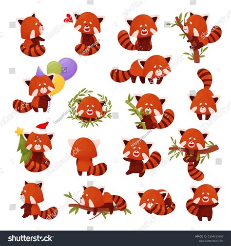 Cute Red Panda Chinese Animal Character Stock Vector (Royalty Free