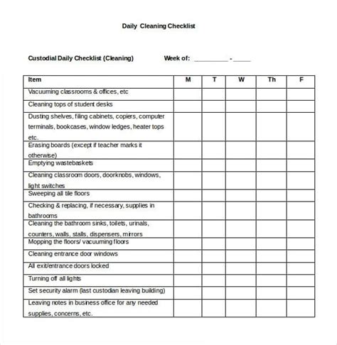 Editable Daily Checklist Template